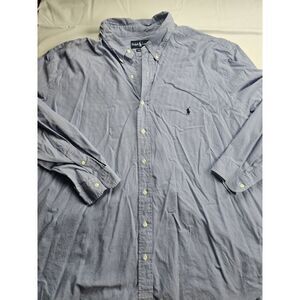 Ralph Lauren Shirt Men's 3XB Blue Check Casual Long Sleeve Cotton Button Down